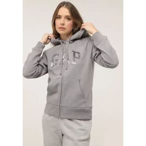 Blusa De Moletom Gap Reta Logo Cinza