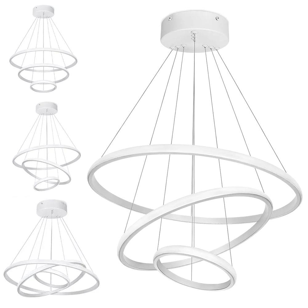 Lustre Pendente Luminaria Arco 3 Em 1 Aneis Ajustaveis Argola Decoraçao Sala Quarto Casa Iluminaçao