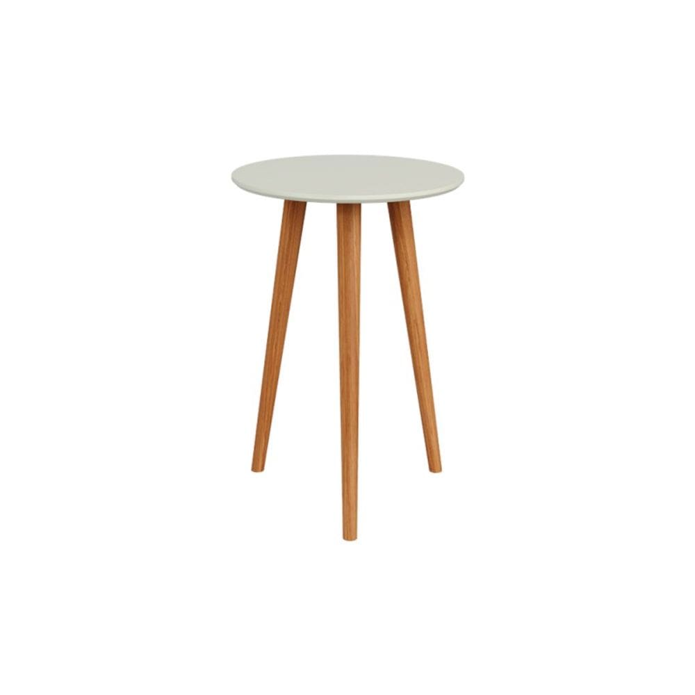 Mesa de Canto Redonda 45cm Lisboa Off White/Freijó