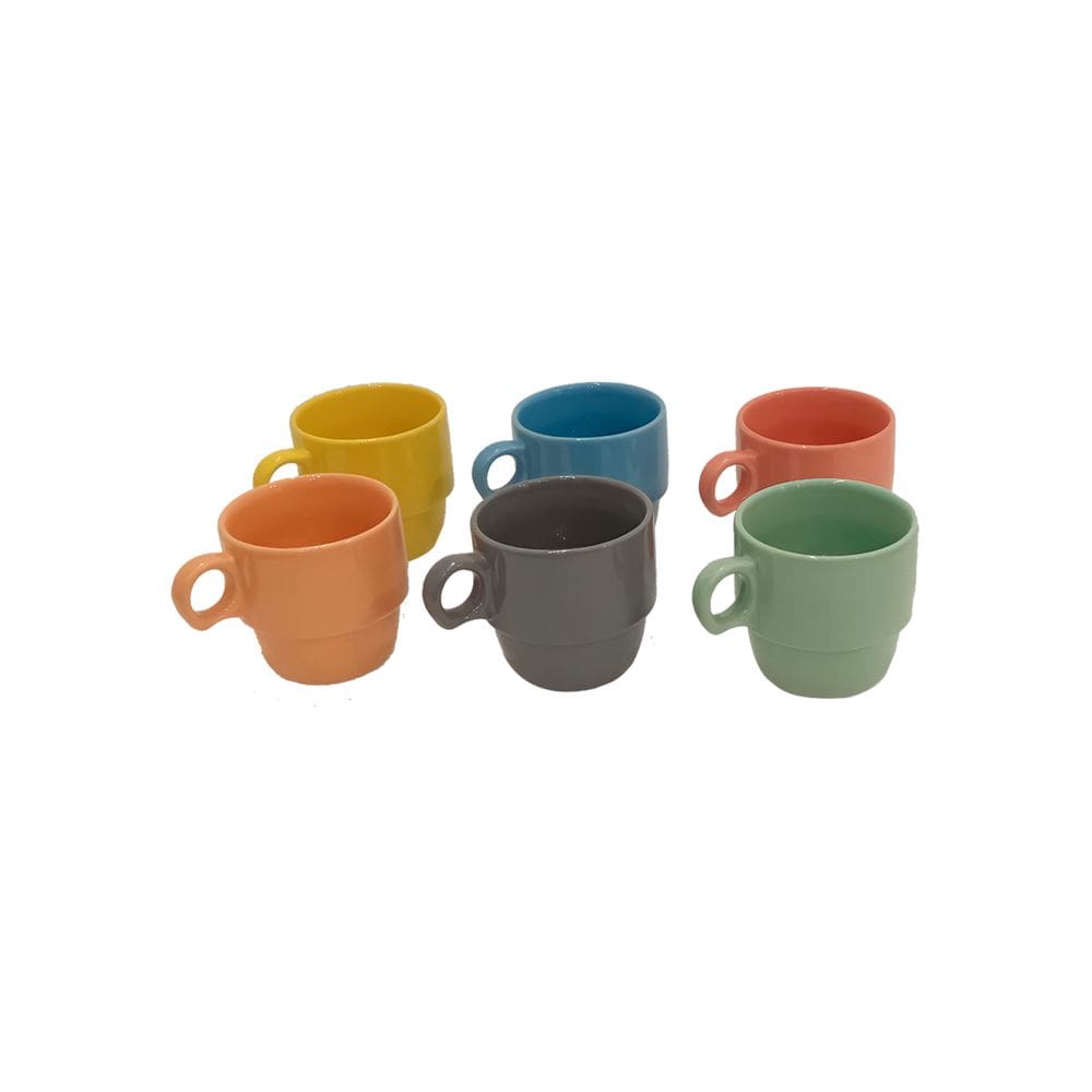 Xícara De Café Colorida 6 Peças 90 Ml D0857