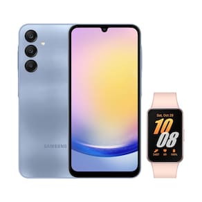 Celular Samsung A25 5G (256GB) - Azul + Galaxy Fit3 - Rosê