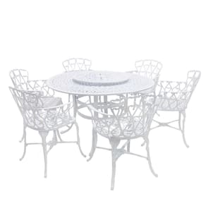 Mesa Giratória De Jardim Com Cadeiras De Alumínio Fundido Viena Branco