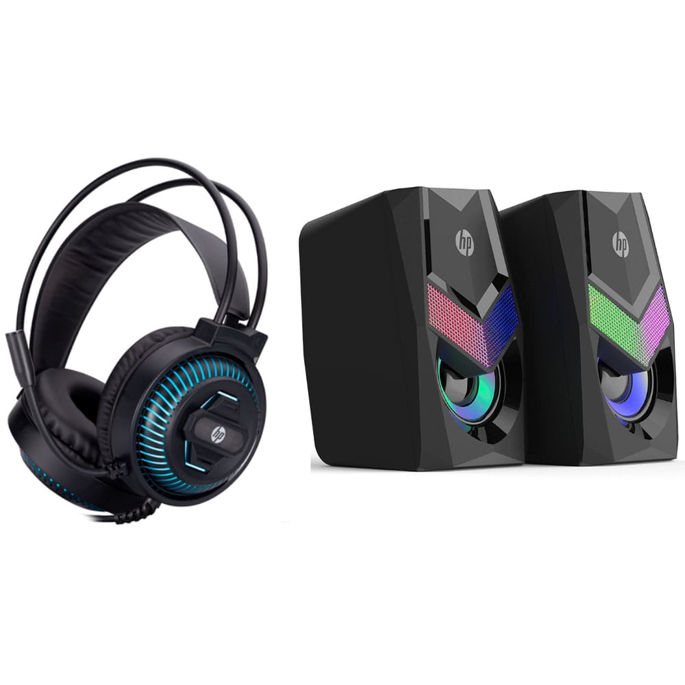 Headset Gamer , Usb / P2 Blue Light Dhe-8001 +  Caixa De Som Dhe-6000 Rgb, 6w  Estéreo
