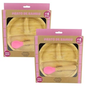 Prato Infantil De Bambu Ventosa 2Un - Turminha Alves Baby