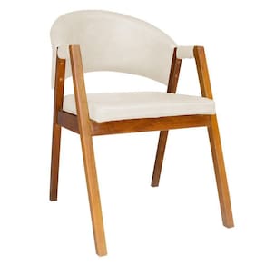 Cadeira De Jantar Estilo Poltrona Madeira Maciça Couríssimo - 7 Decormoveis - Bege