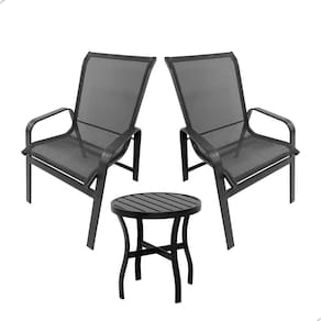 Jogo De Mesa Com 2 Poltronas Cadeiras De Varanda Sacada Preto