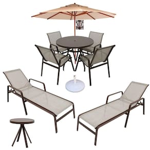 Kit De Piscina Cadeiras, Mesas, Ombrelone, Espreguiçadeiras Marrom