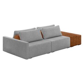 Sofá Ilha 2 Lugares Living 232cm Modulado para Sala Lary Bouclê Cinza Claro K01 - D`Rossi