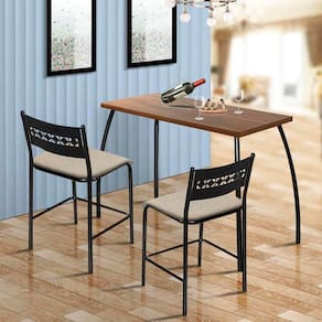 Conjunto De Mesa Com 2 Cadeiras Fit Flora Assento Bege Aço Nobre