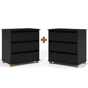 Mesa De Cabeceira Grande 2 Unidades Preto E.J Móveis