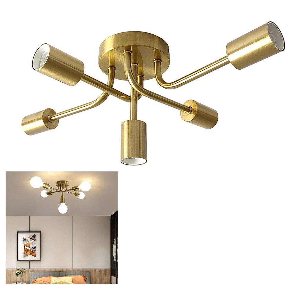 Lustre Sputnik Assimetrico Luminaria 5 Lampadas E27 Pendente Iluminaçao Casa Quarto Sala Recepçao