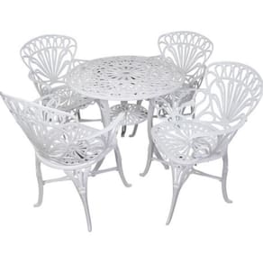 Conjunto De Jardim Modelo Primavera Mesa E 4 Cadeiras Branco