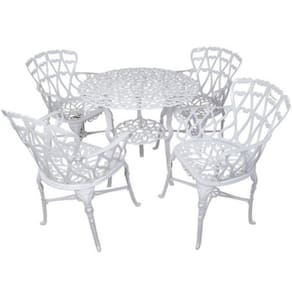 Conjunto De Jardim Modelo Viena Mesa E 4 Cadeiras Branco