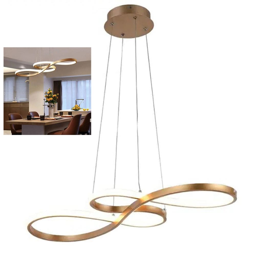 Lustre Arco Infinito LED 3 em 1 Pendente Iluminaçao Hall de Entrada Restaurante Hotel Sala Recepçao