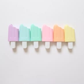 6 Mini Canetas Marca Texto Formato Picolé, Sorvete Kawaii