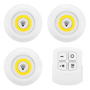 Trio Lâmpadas Led Spot Sem Fio Kit Luminária Com Controle