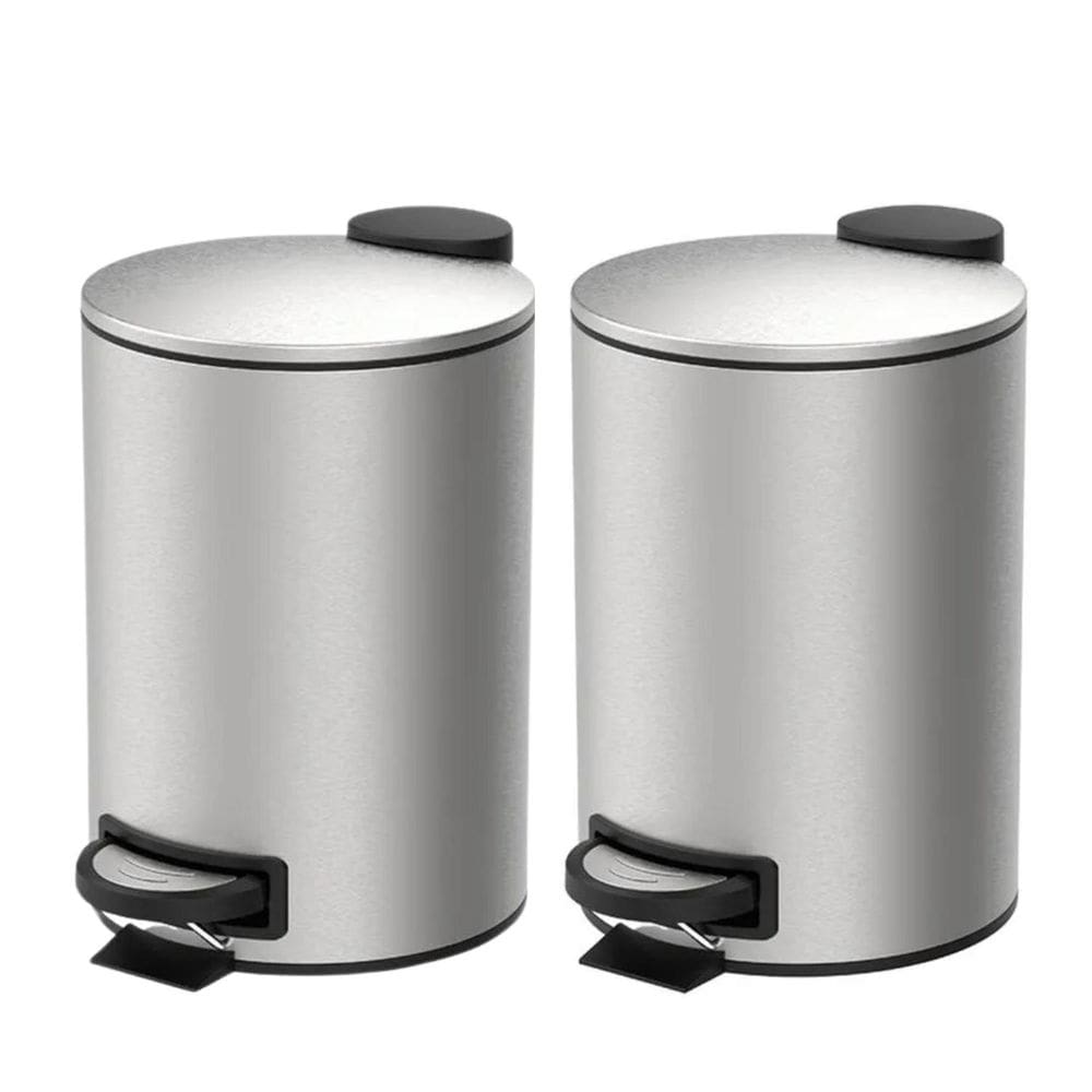 Kit 2 Lixeiras Cesto De Lixo Inox Banheiro 3L Balde Interno