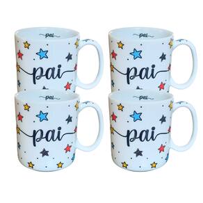 Kit 4 Canecas 300ml Pai - Porcelana - Decoração Estrela
