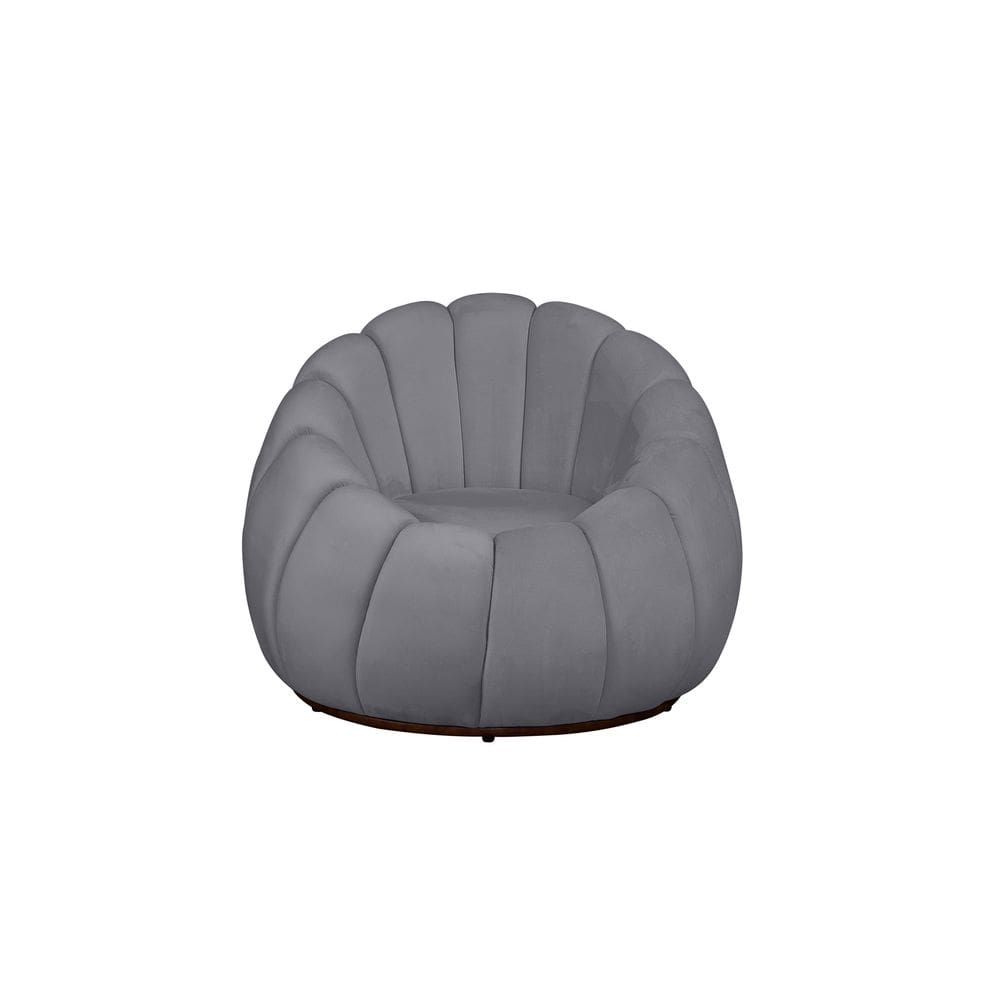 Poltrona Decorativa Concha Veludo Cinza - Montanaris Decor