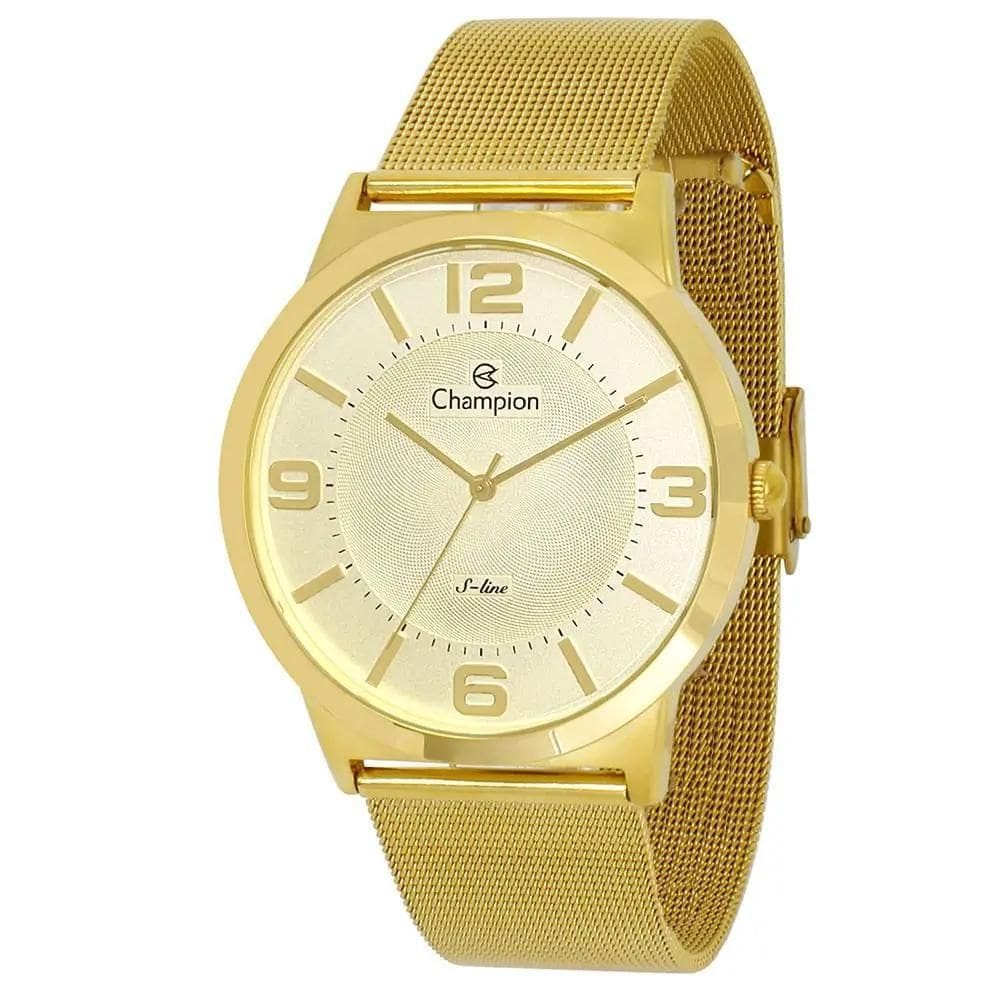 Relógio Champion S-Line Cn21005X Slim Dourado Mostrador
