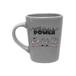 Caneca de Porcelana 270ml Meow Power Cinza