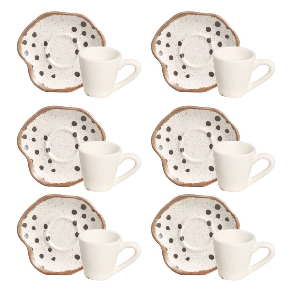 Conjunto de 6 Xícaras de Café de Cerâmica Strip 90ml - Scalla