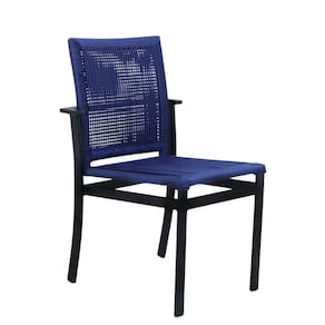 Cadeira De área Gourmet Em Alumínio E Corda Náutica Azul Preto