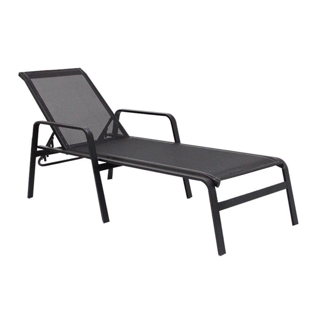 Espreguiçadeira Para Piscina Em Aluminio Tela Sling Preto