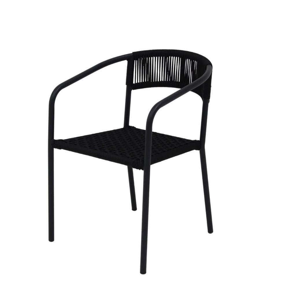 Cadeira De Jantar Em Alumínio E Corda Náutica Modelo Lavanda Preto