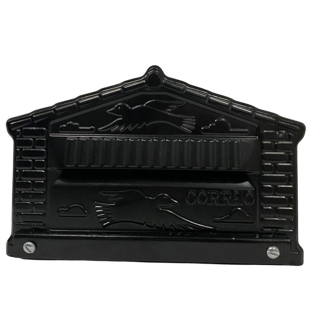 Caixa De Correios Pombinho Preta De Grade Pequena 12x25x12cm Preta