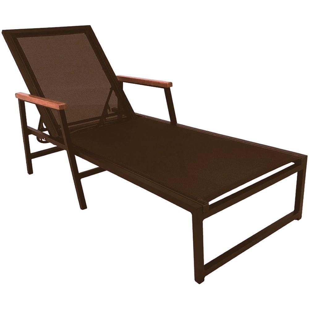 Espreguiçadeira Modelo Frésia Com Braços Marrom