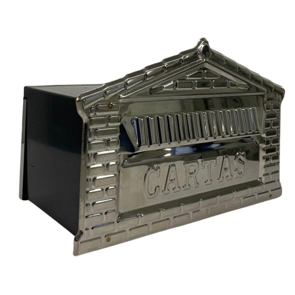 Caixa De Correios Tijolinho Frente E Tampa Traseira Inox Pequena 12x25x12cm Cromado