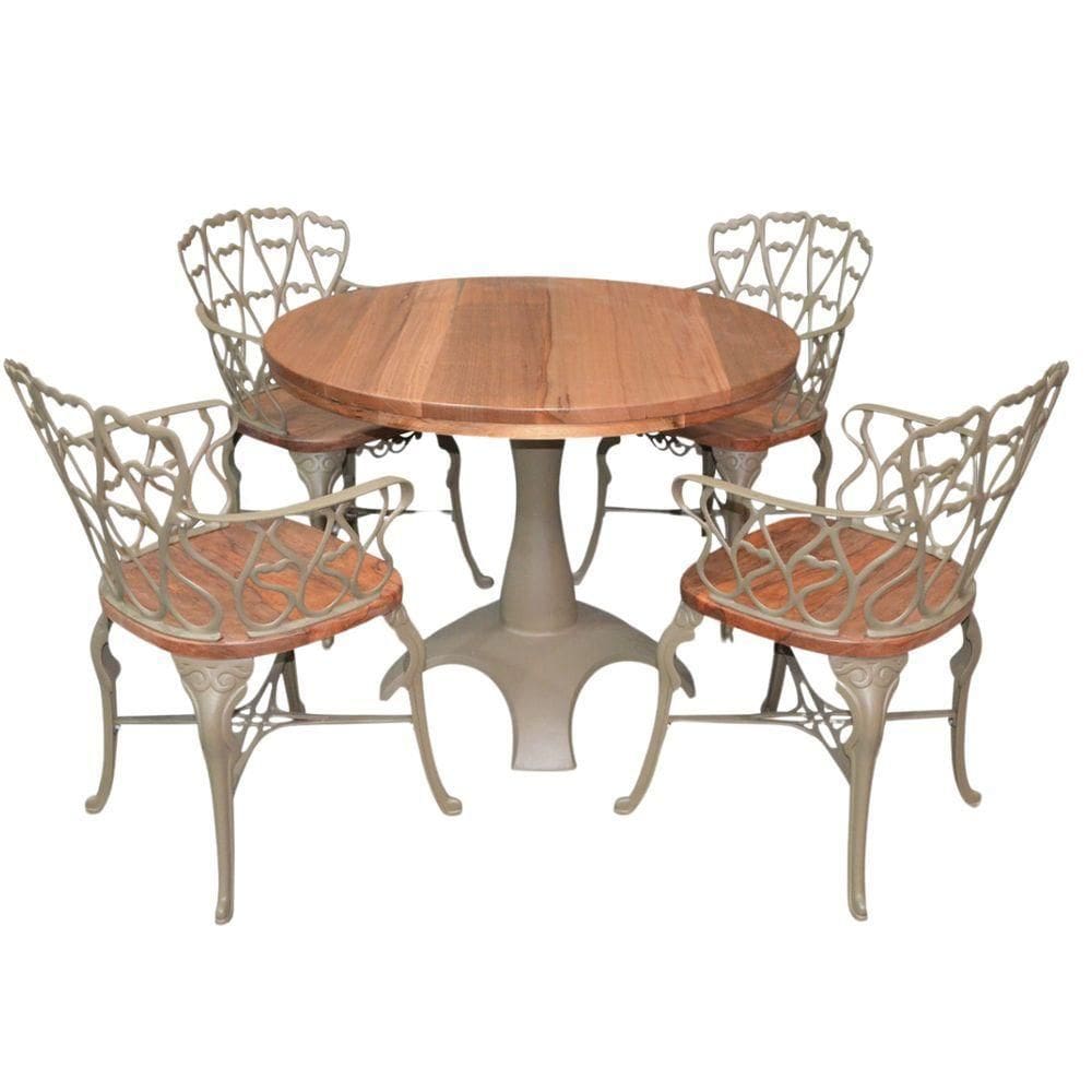 Conjunto Viena Com Mesa Tampo De Madeira E 4 Cadeiras Marrom