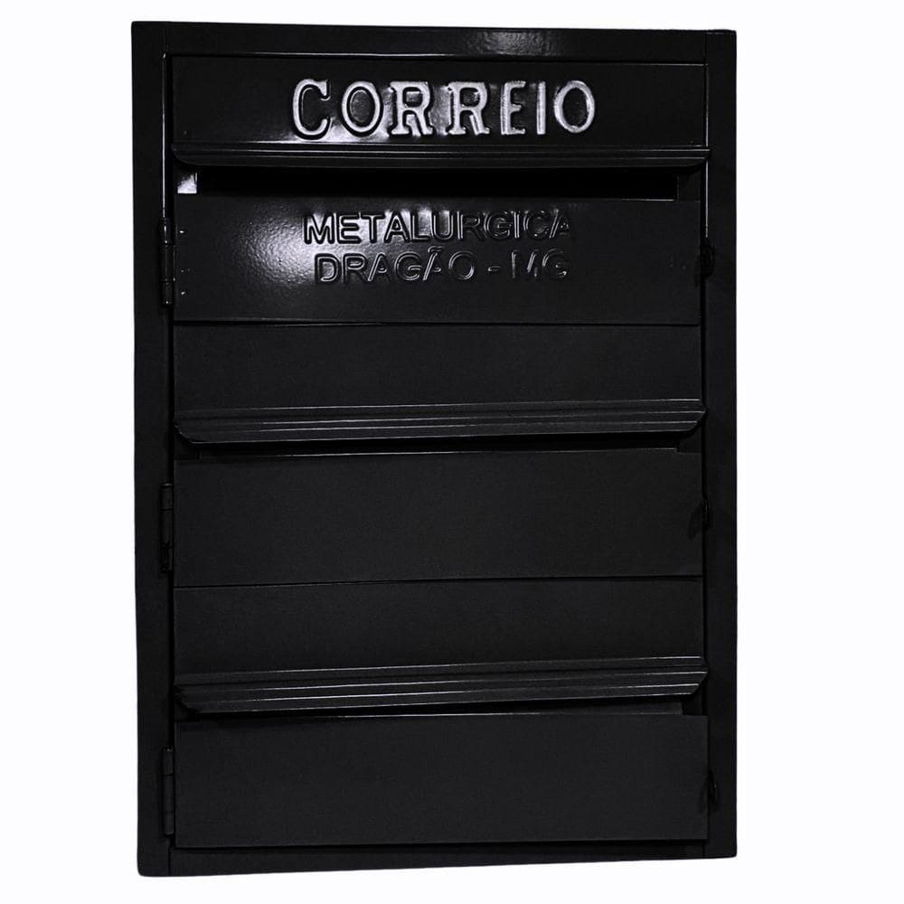 Caixa De Correios Cinza 3 Módulos Tamanho 15x25x36cm Aço Preto