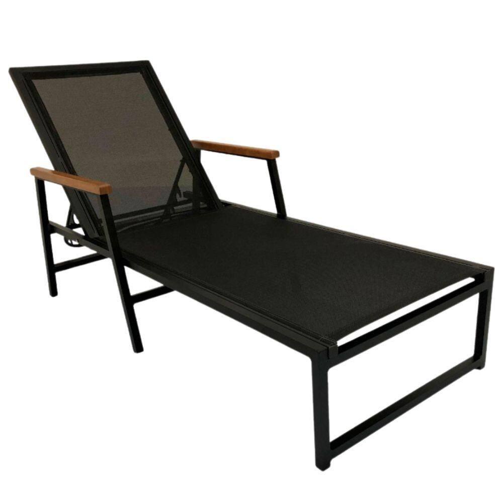 Espreguiçadeira Modelo Frésia Com Braços Preto