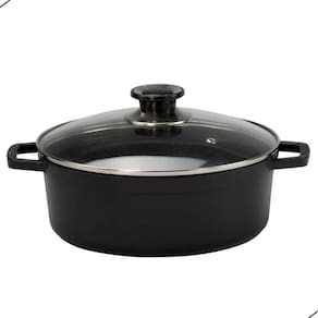 Kit Panelas Caçarolas De Ferro Fundido Tampa De Vidro Preto