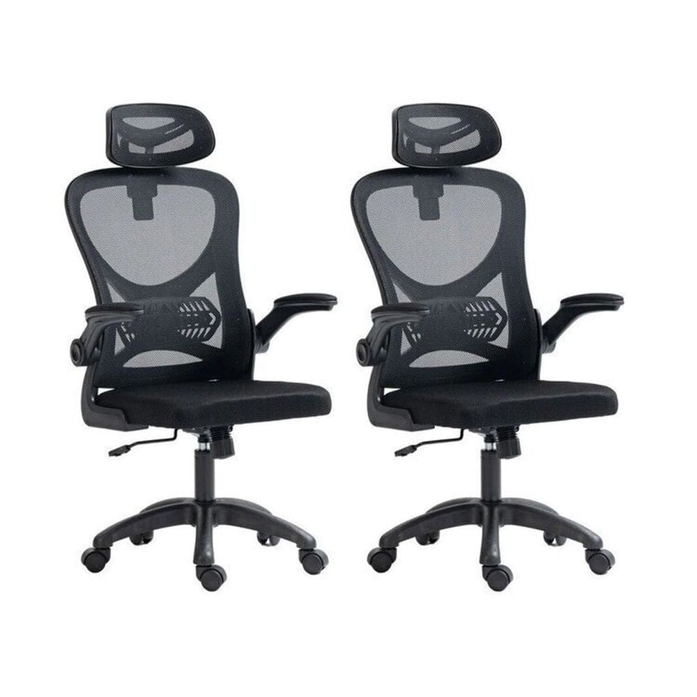 Kit 2 Cadeiras para Escritório Presidente Office Columbus com Tela Mesh Preto