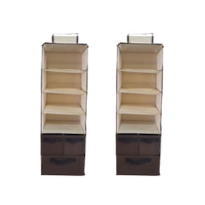 Kit 2 Organizadores Cabideiro Vertical Com Divisórias Closet Guarda-Roupas 3 Gavetas