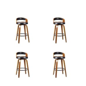 Kit 4 Banqueta para Cozinha Alta Giratória Madeira Roma Preto/Marrom