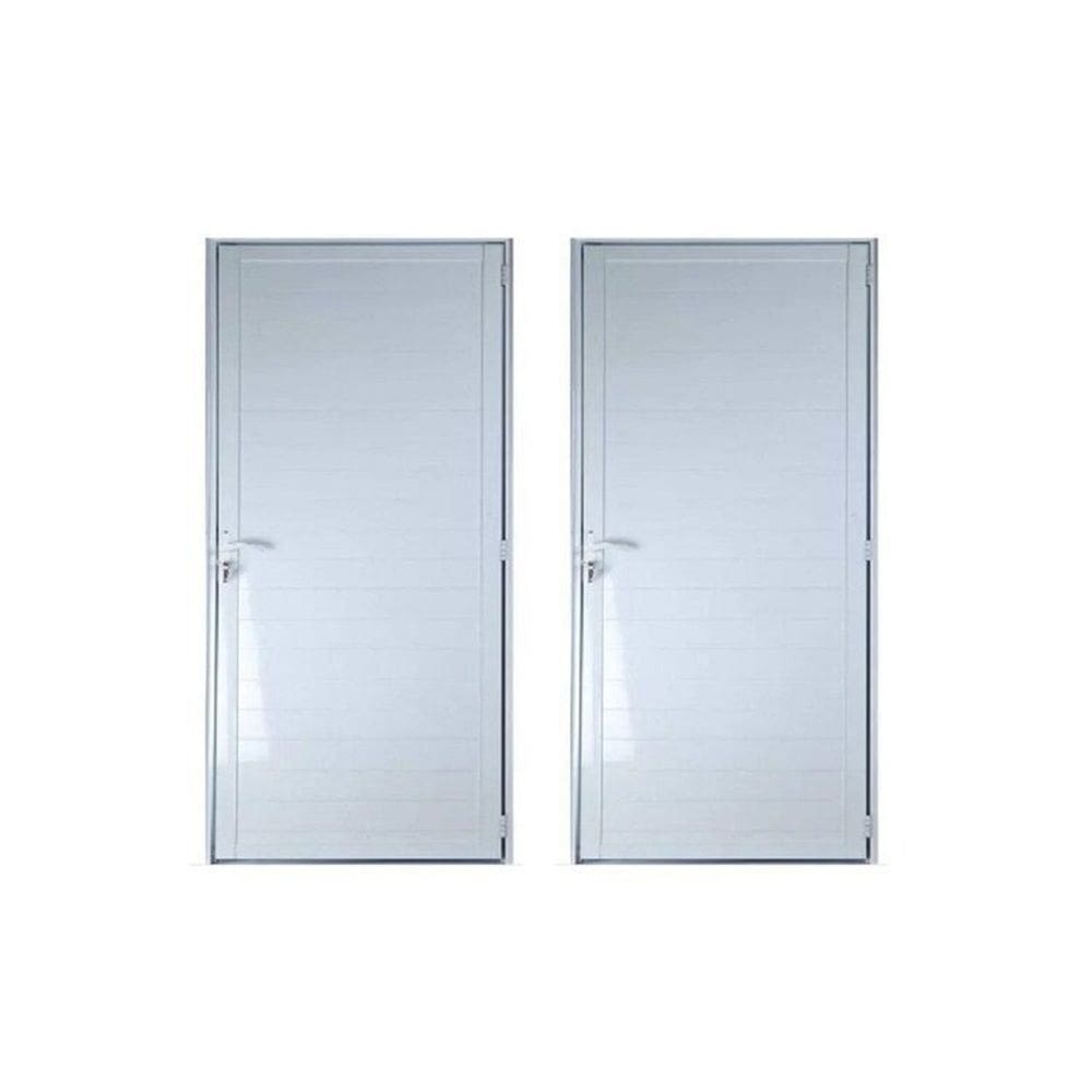 Kit com 2 Portas Lambril de Alumínio 210x70cm com Maçaneta Linha 25 Lado Esquerdo Esquadrias Bergame Branco