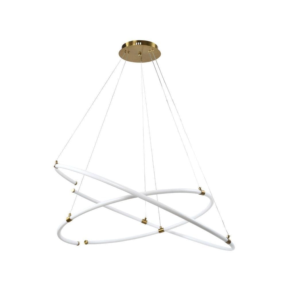 Lustre Pendente Moderno 2 Aneis Led 180W Dourado Ani
