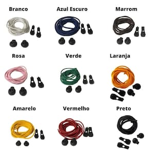 Kit 10 Cadarços Elásticos Stretch Para Tênis Triathlon - Colorido