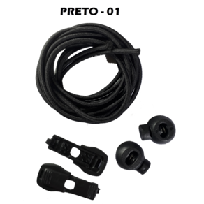Kit 5 Cadarços Elásticos Stretch Para Tênis Triathlon Preto