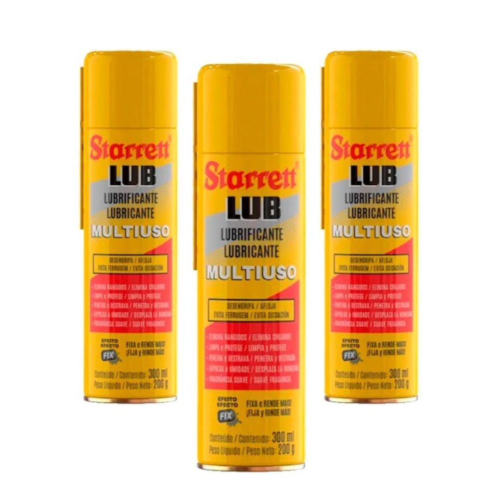 Kit 3 Óleos lubrificante Desengripante Multiuso 300 ml Starrett