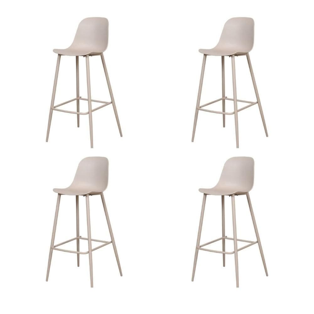 Kit 4 Banquetas Altas Miami Abi Fratini 101,50 cm (altura) Polipropileno Nude Base em Aço Pintado