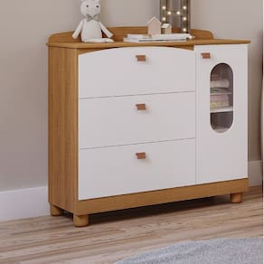 Cômoda Infantil 4 Gavetas Florida Espresso Móveis Marrom/Branco
