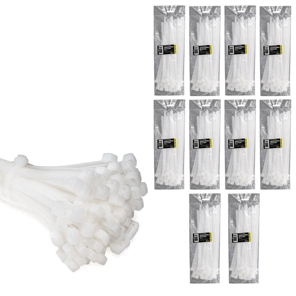 Abraçadeira Nylon Enforca Gato 7,6X250Mm Branco Com 1000 Un