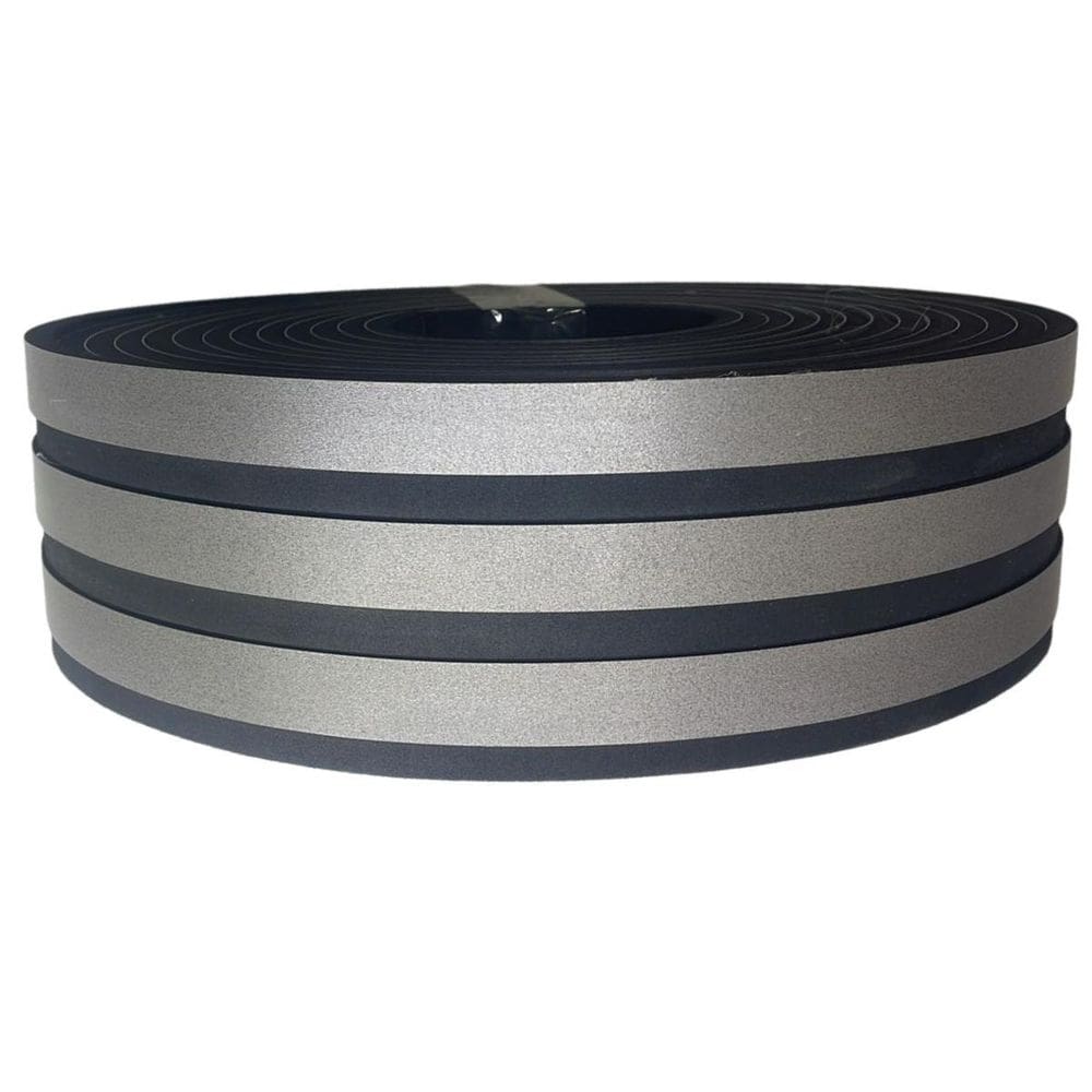 Eva Rodape Ripado Laminado De Acabamento Cinza E Preto - 10M