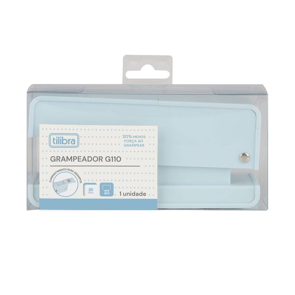 Grampeador de Mesa 20 Folhas G110 Rosa/Azul Menos Força Tilibra | Tecnológico | Resistente | Sofisticado