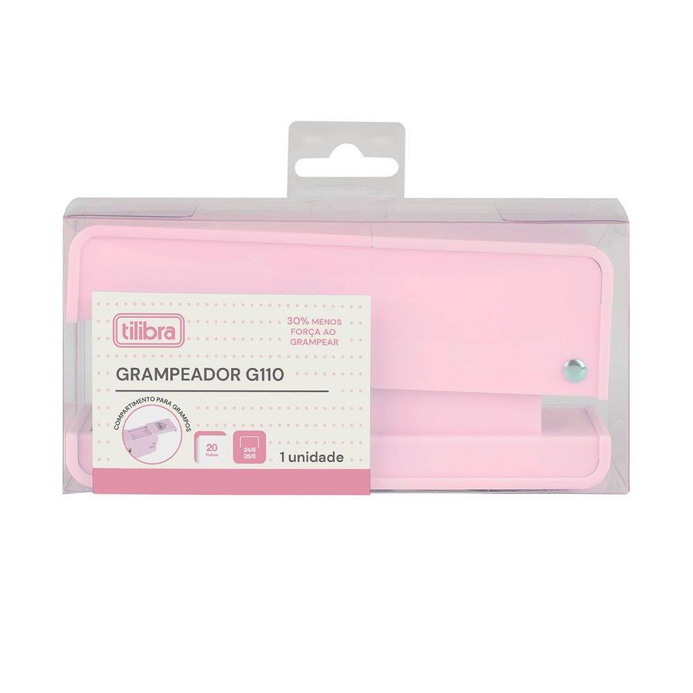 Grampeador de Mesa 20 Folhas G110 Rosa/Azul Menos Força Tilibra | Tecnológico | Resistente | Sofisticado